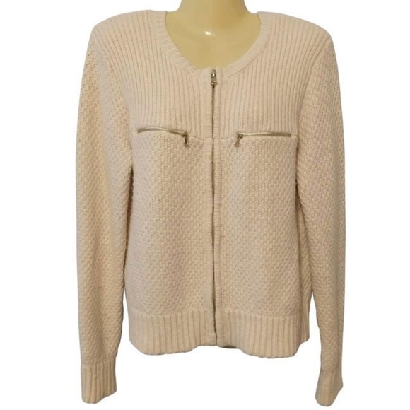 Reiss Sweaters - REISS Cream zip Cardigan Lambswool Cashmere blend